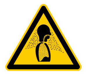 Warnschild für Schmutzpartikel in der Luft, Kühlwassernebel und Dämpfe