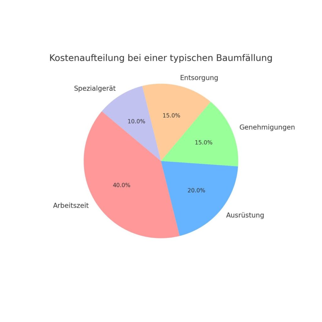 Das Diagramm zeigt die typische Kostenverteilung bei einer Baumfällung.